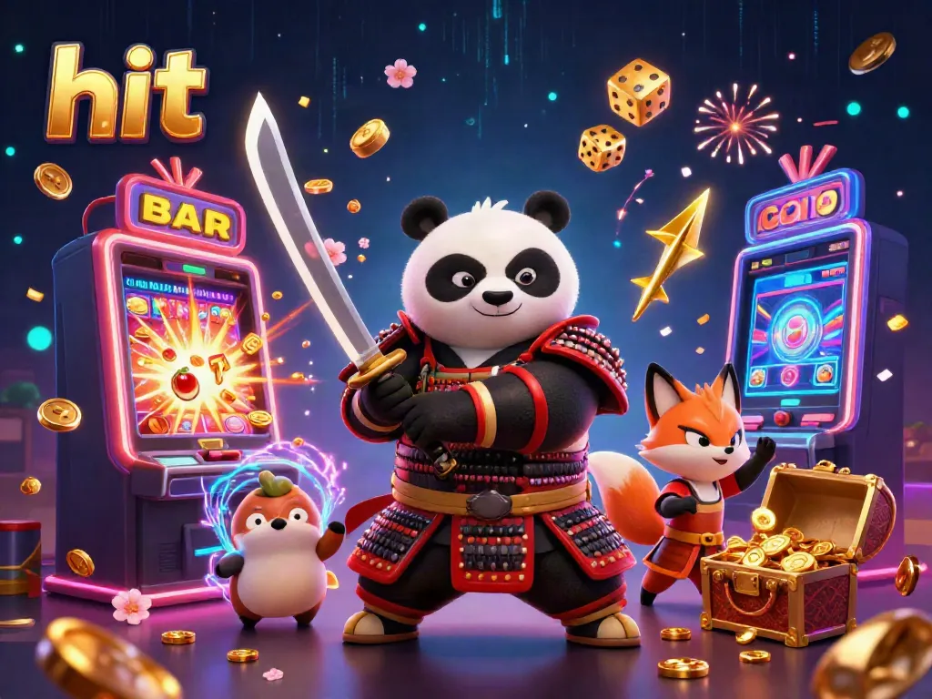 Engage in thrilling casino action with hit slot machines and dynamic characters in a colorful gaming scene.