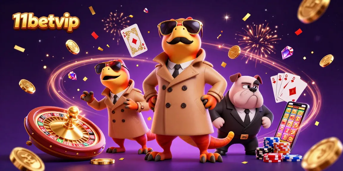 Experience the thrilling 11betvip VIP casino lounge with raptors and sparkles.
