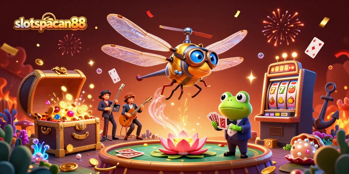 Engage with slot spaceman88 at a vibrant lily pad casino with exciting characters and dynamic game elements.