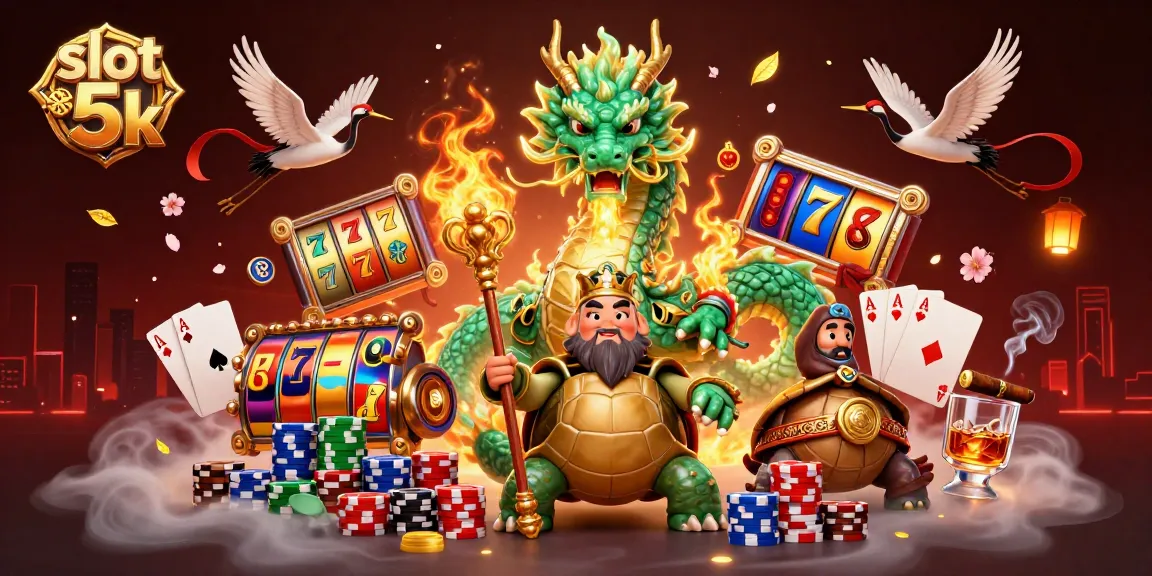 Engaging illustration of a slot 5k adventure with vibrant characters and dynamic casino elements.