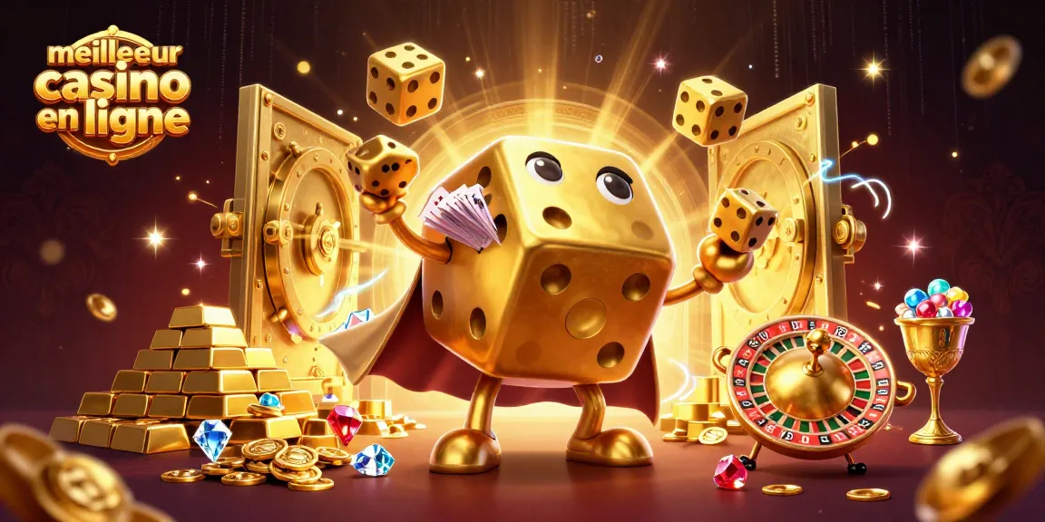 Jouer au meilleur casino en ligne avec des dés dorés, une roulette et des trésors étincelants.