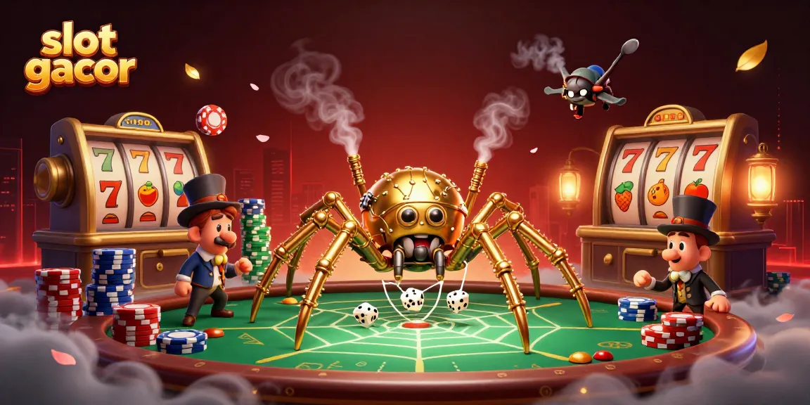 Experience thrilling gameplay with slot gacor as a golden spider spins its web of fortune.