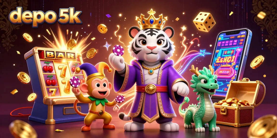 Experience thrilling gameplay with depo 5k in this vibrant 3D casino scene featuring dynamic characters and symbols.